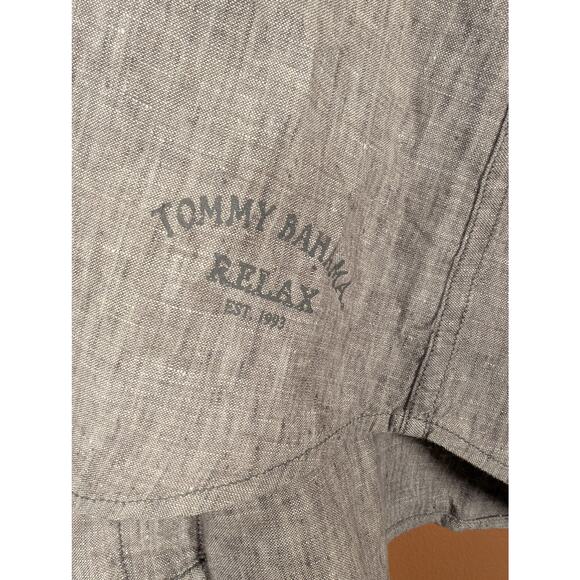 Tommy Bahama Relax Men's 100% Linen Gray/Brown Button Down Shirt - Size L - Picture 5 of 10